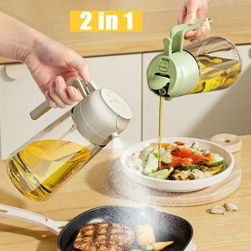 2-in-1 Oil Spray Bottle – Glass Oil Sprayer & Pour Bottle